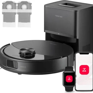 roborock Q10 S5+ Set Aspirateur Robot Laveur avec Station, 10000 Pa Aspiration, Vidage Automatique, Double Anti-emmêlement, Système VibraRise 2.0, Navigation & Cartographie, Évitement d'obstacles, APP