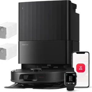 roborock QV 35A Set Aspirateur Robot Laveur, 8000Pa HyperForce, Station Multifonctionnelle, Serpillière Rotative 200 TR/Min & Relevable 10mm, Anti-enchevêtrement, Évitement d'obstacles, Cartographie