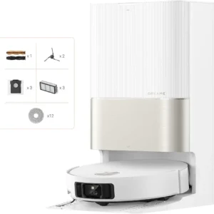 DREAME X50 Ultra Complete Robot Aspirateur Avec Station, 20000 Pa, 6 cm d'Escalade, 89 mm Fin, Brosse Latérale Extensible Et Serpillière, Nettoyage À 80°C, Brosse Double et Brosses Latérales Amovibles