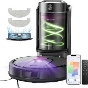 Vexilar W15 Robot aspirateur Laveur 10,000Pa avec Station sans Sac Vidage Automatique, Navigation LiDAR & Cartographie,180Min, Connecté par Remote/APP/Alexa,Idéal pour Tapis Poils d'animaux
